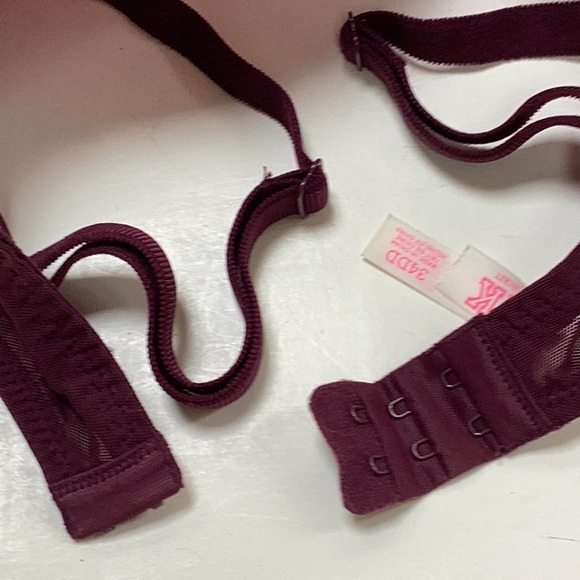 Victoria’s Secret PINK Date Push Up Burgundy Wine Embroidered Lace Bra NWOT - Picture 6 of 11